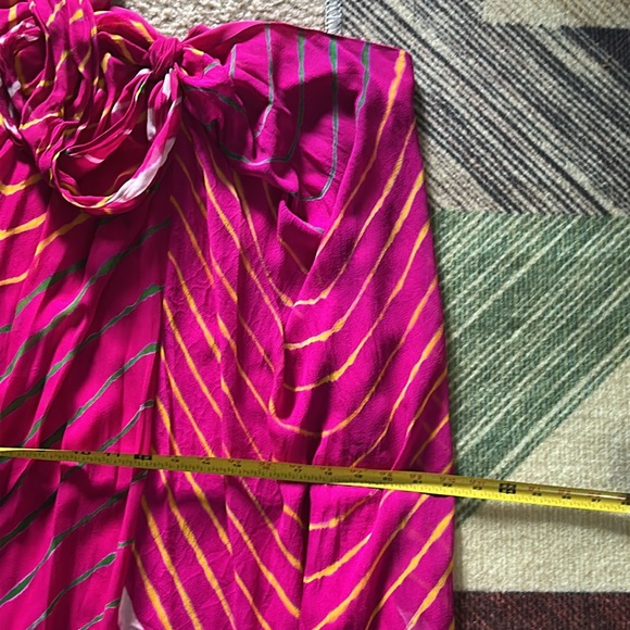 Polo Ralph Lauren Shibori Pink 100% Silk halter asymmetrical midi dress SZ 14 - Picture 10 of 12